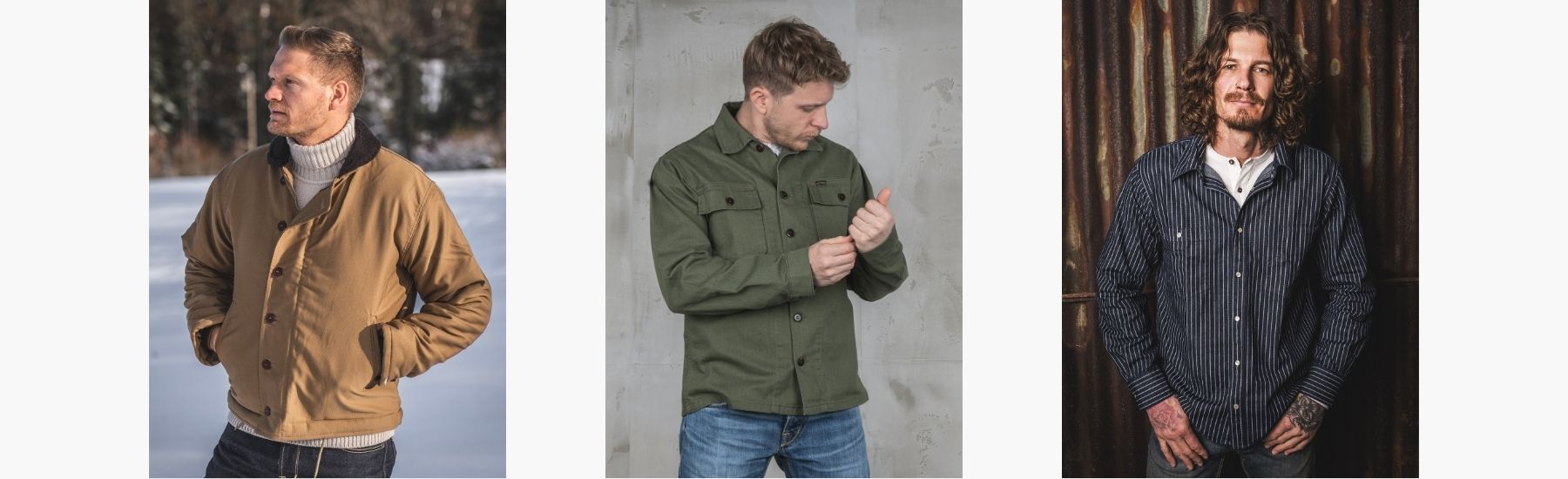 Pike Brothers winter workwear header at Machinehead Moto featuring heritage jackets and shirts