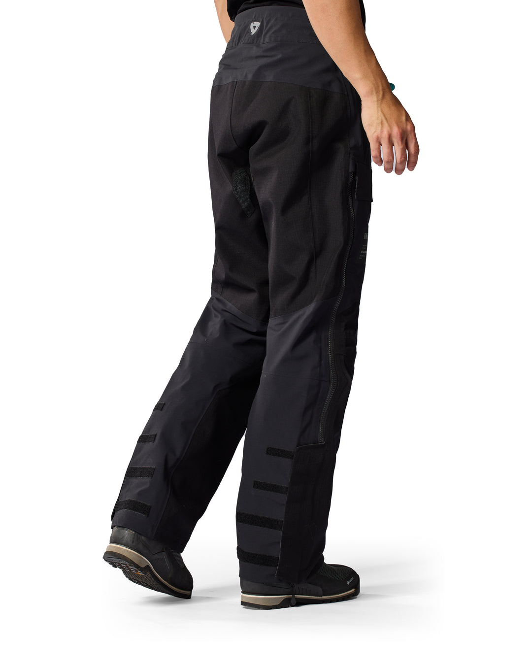 Angled rear view of REV’IT Component 3 H2O motorcycle pants in black