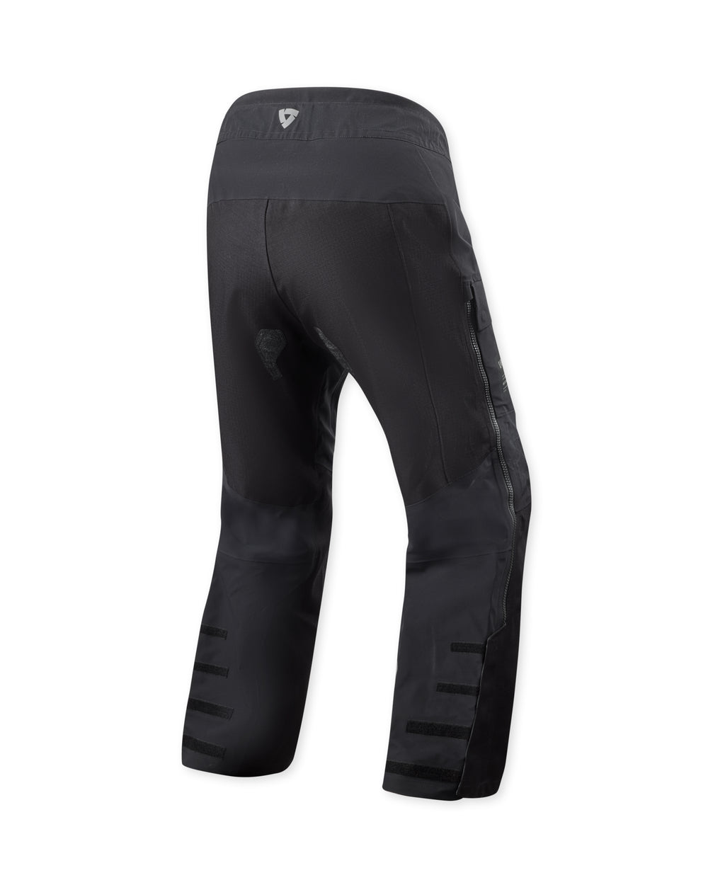 Rear view of REV’IT Component 3 H2O motorcycle pants in black being worn