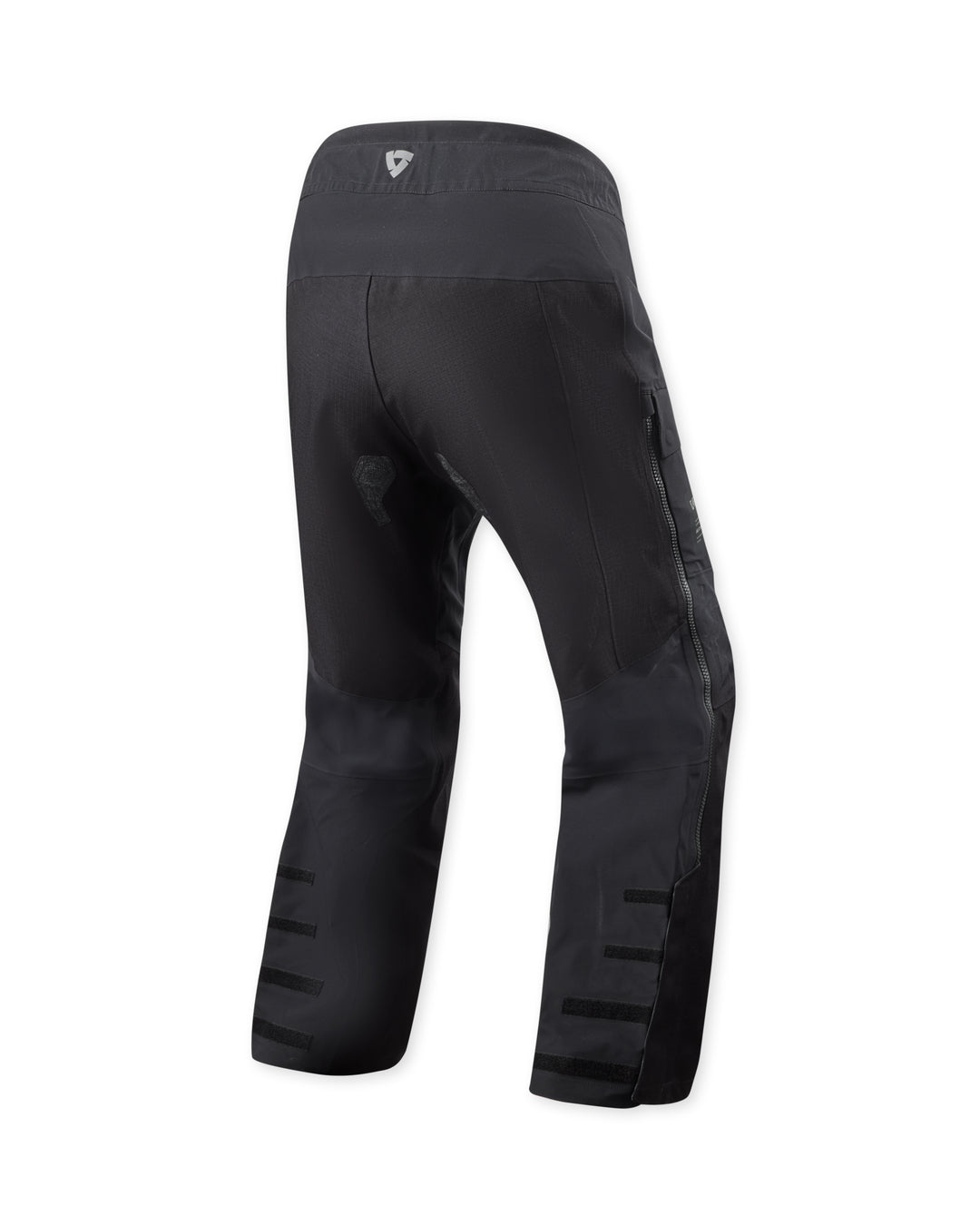 Rear view of REV’IT Component 3 H2O motorcycle pants in black being worn