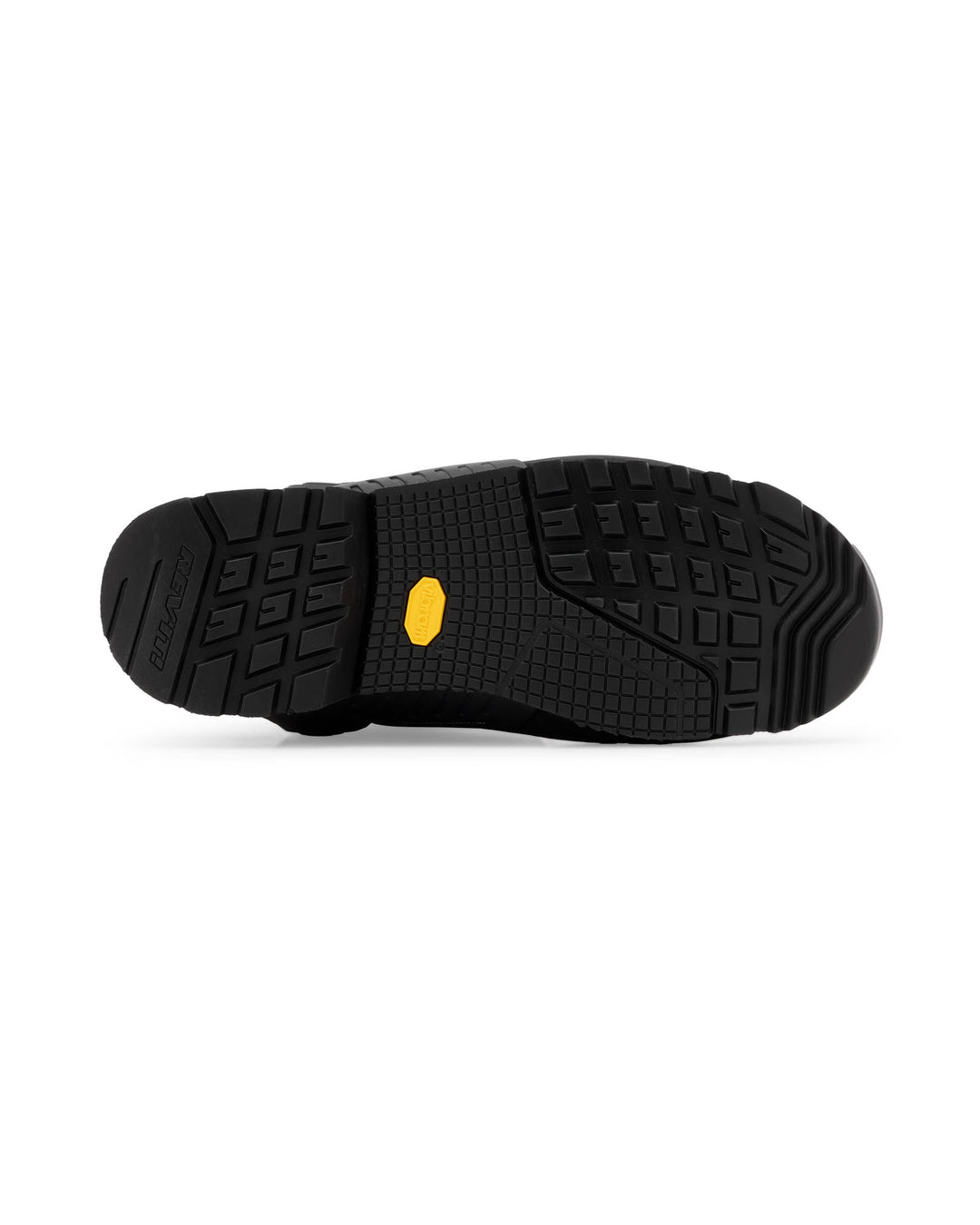 REV’IT! Expedition GTX Motorcycle Boot in black, sole view showing Vibram tread.
