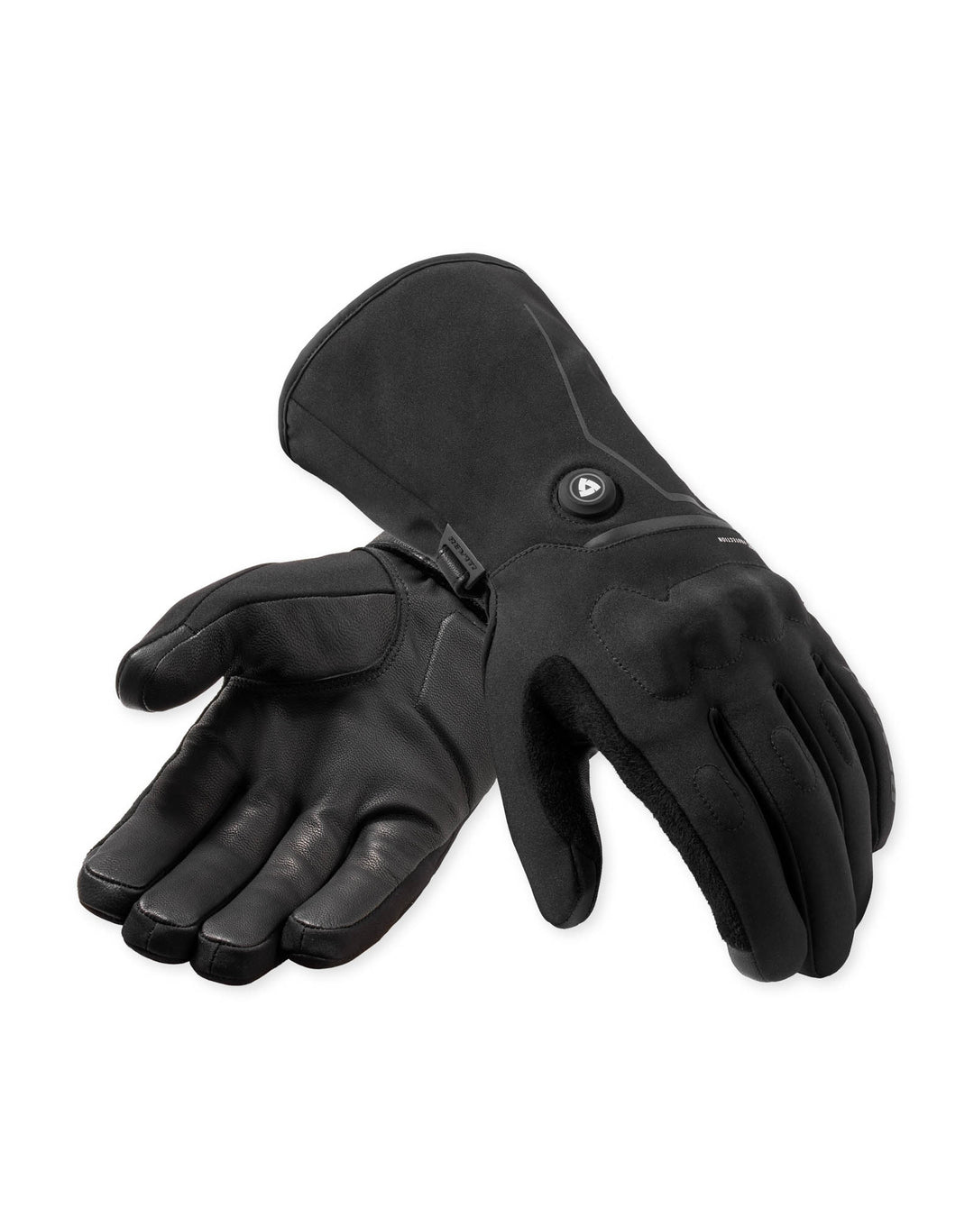 REV’IT! Freedom H2O Heated Gloves black front and palm view.
