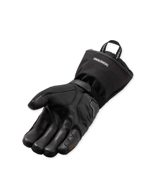 REV’IT! Liberty 2 H2O Men’s Heated Motorcycle Glove in black, palm view.
