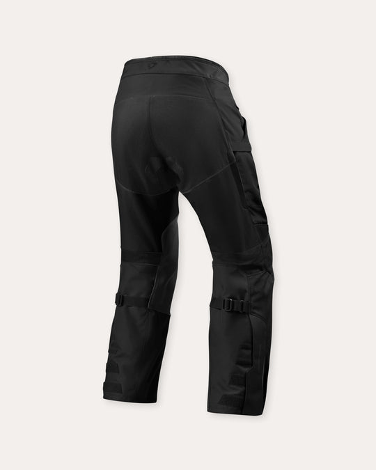 REV'IT! Sand 5 H2O black motorcycle trousers rear angled view – waterproof adventure riding pants with CE protection