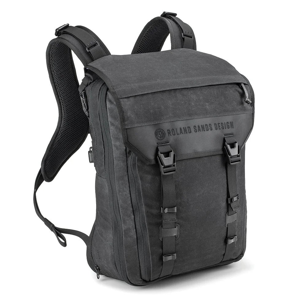 Roland Sands Design x Kriega Roam 34 Backpack in black on white background