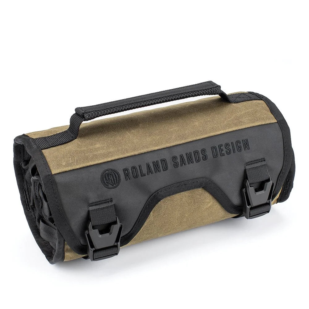 Roland Sands Design x Kriega Tool Roll Roam in Brown with buckle straps – Machinehead Moto