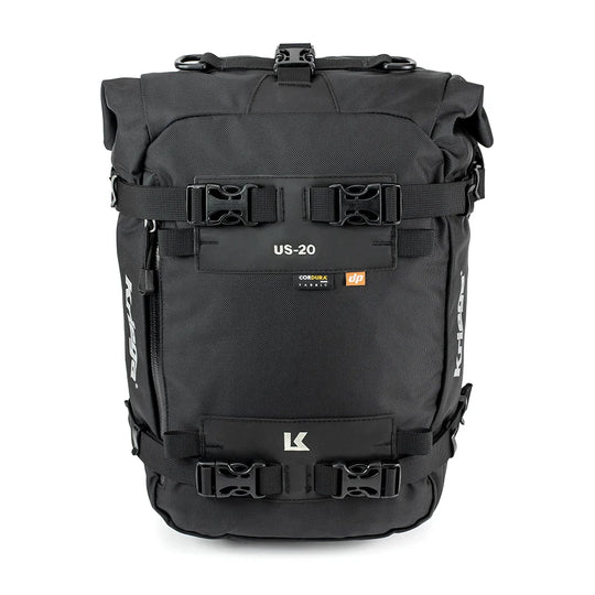 Kriega US-20 Drypack front view in black with branding on a white background