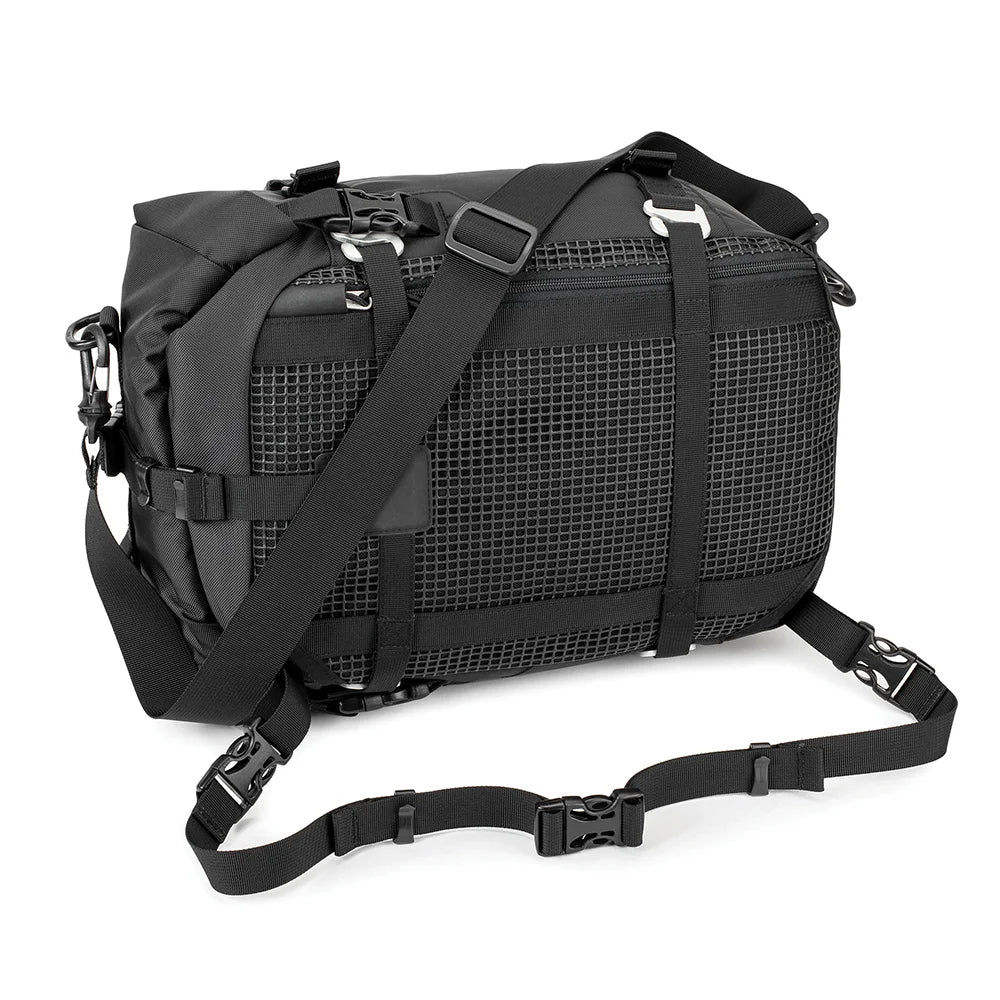Kriega US-20 Drypack rear view showing mesh panel and adjustable straps on a white background