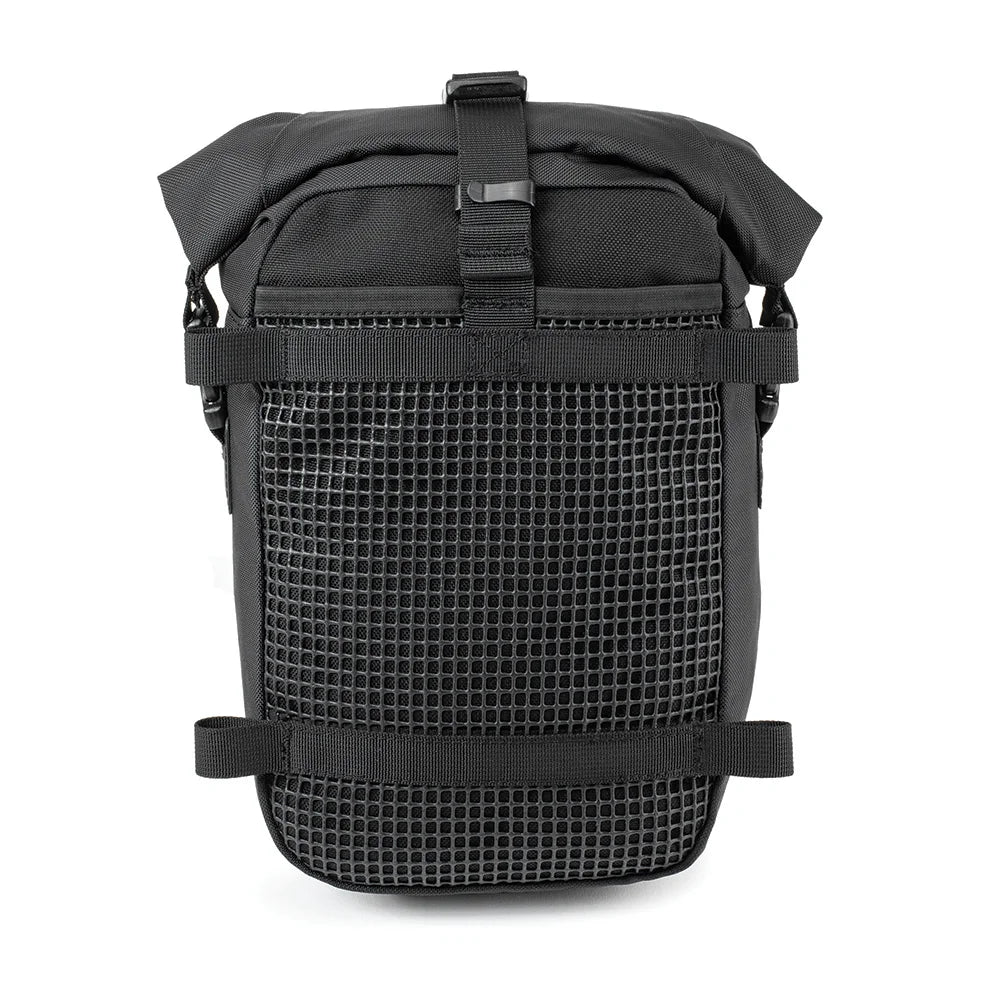 Rear view of Kriega Drypack US-5 motorcycle tail bag with mesh panel