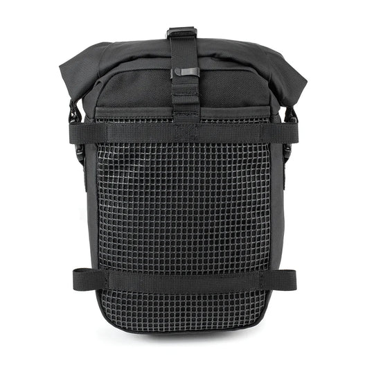 Rear view of Kriega Drypack US-5 motorcycle tail bag with mesh panel