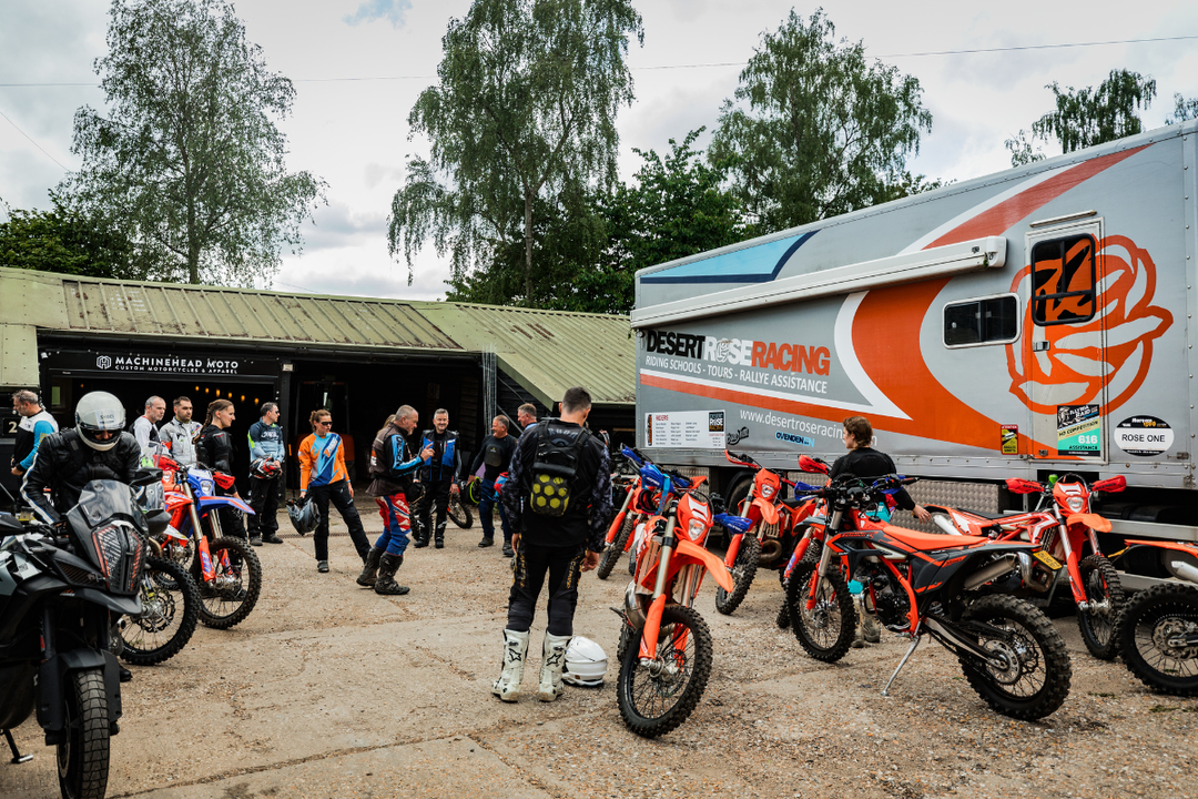 Machinehead Moto off road riders gathered at Loseley Park before a ride-out