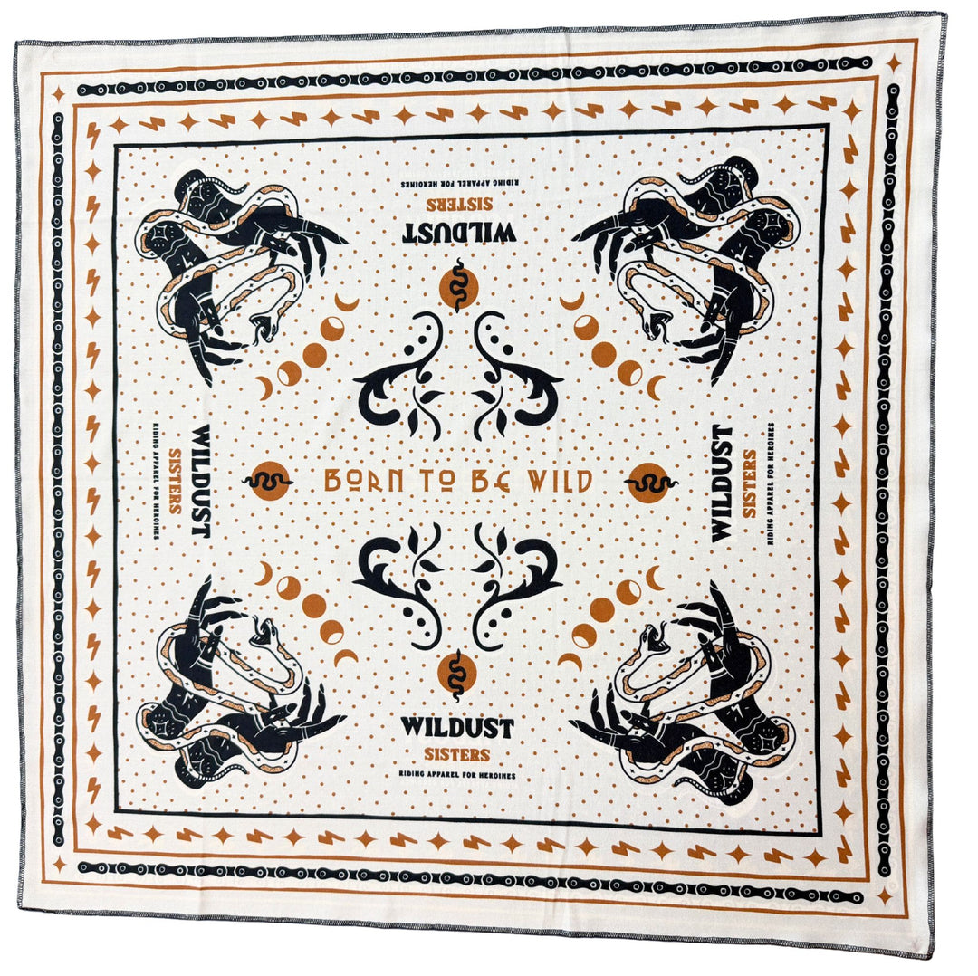 Wildust Sisters Born Wild scarf showing the cream side of the reversible print