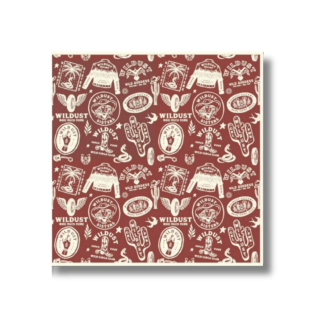 Wildust Sisters Wild Spirit motorcycle scarf red graphic print flat lay product view