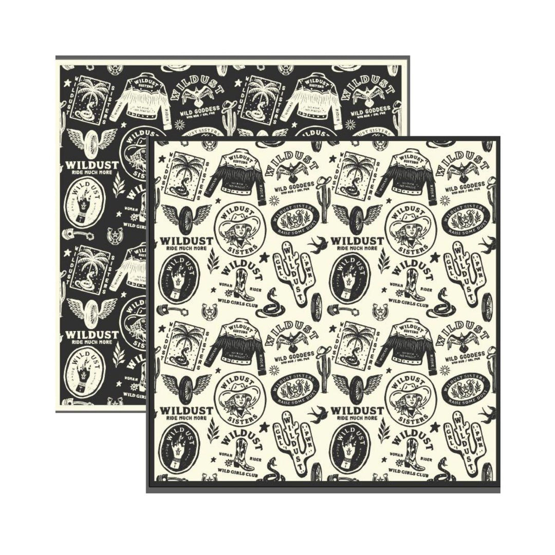 Wildust Sisters Wildspirit scarf grey graphic print colour options flat lay product view