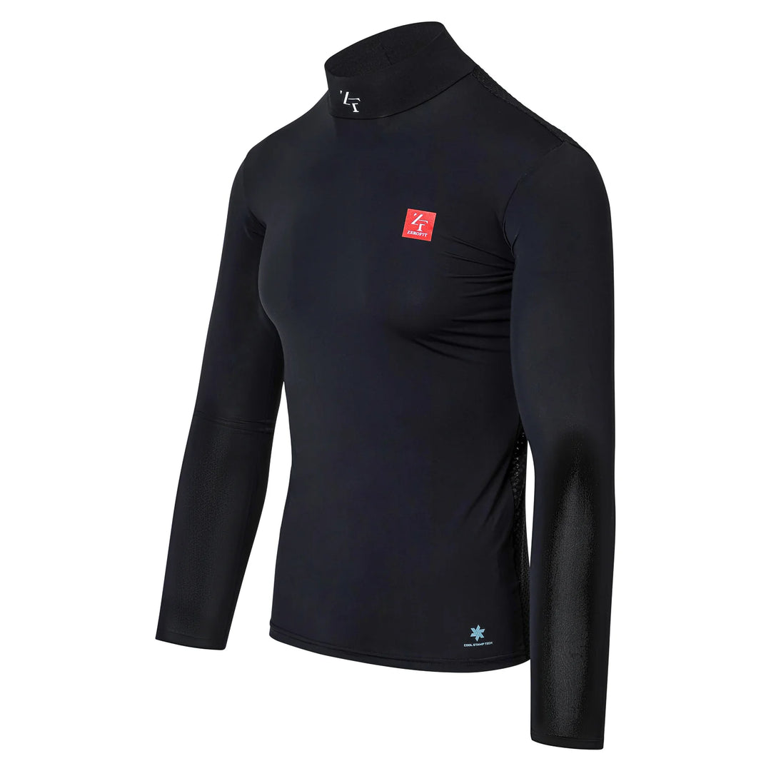 Zerofit IceSkin long sleeve base layer in black three quarter front view